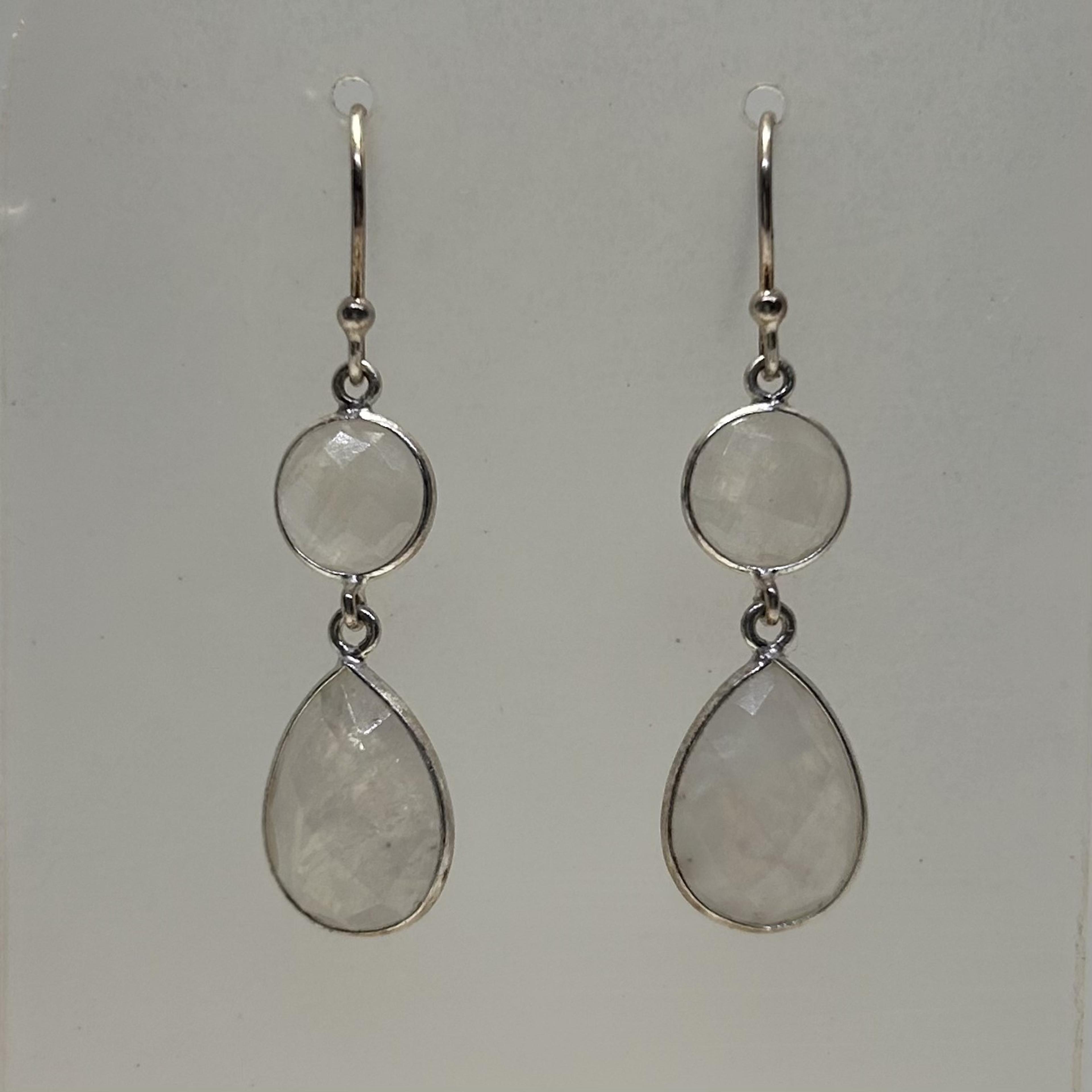 Rainbow Moonstone Two-Tier Drop Earrings