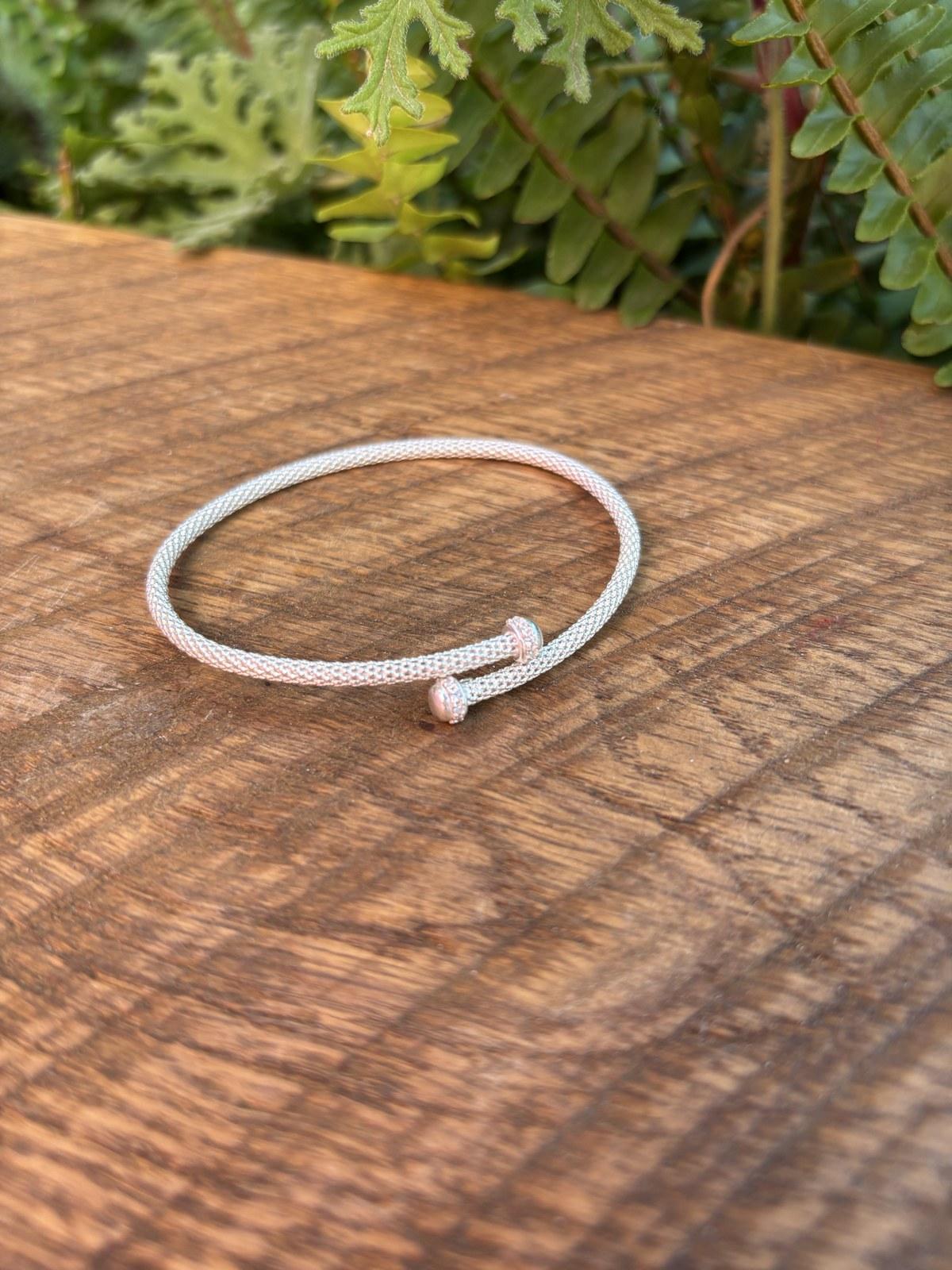 Silver Mesh Cuff Bangle, Slim