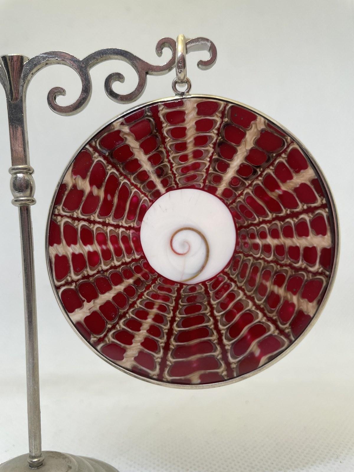 Red & Cream Shiva Eye Shell Pendant
