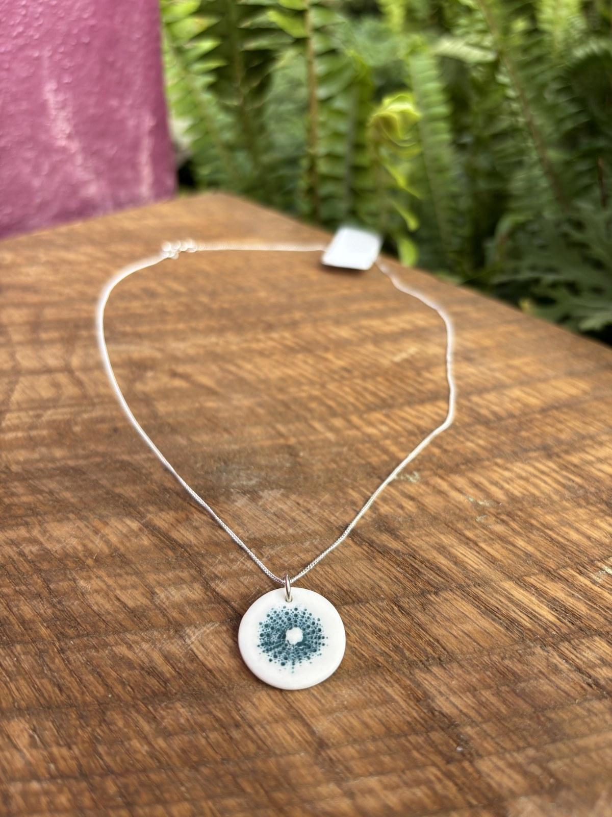 Sea Urchin Motif Pendant Necklace on Silver Chain