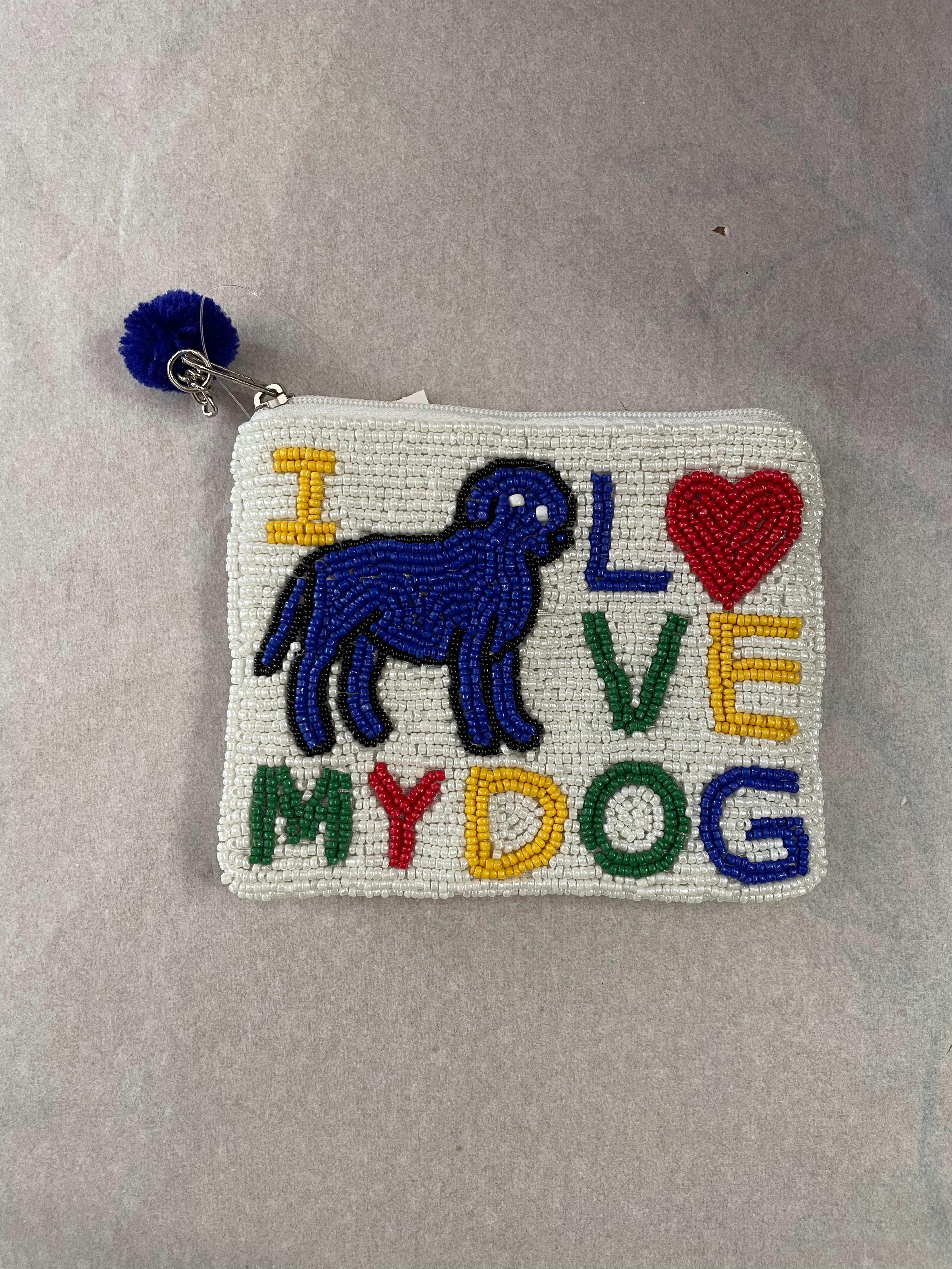 KitschKool - I Love My Dog Beaded Purse