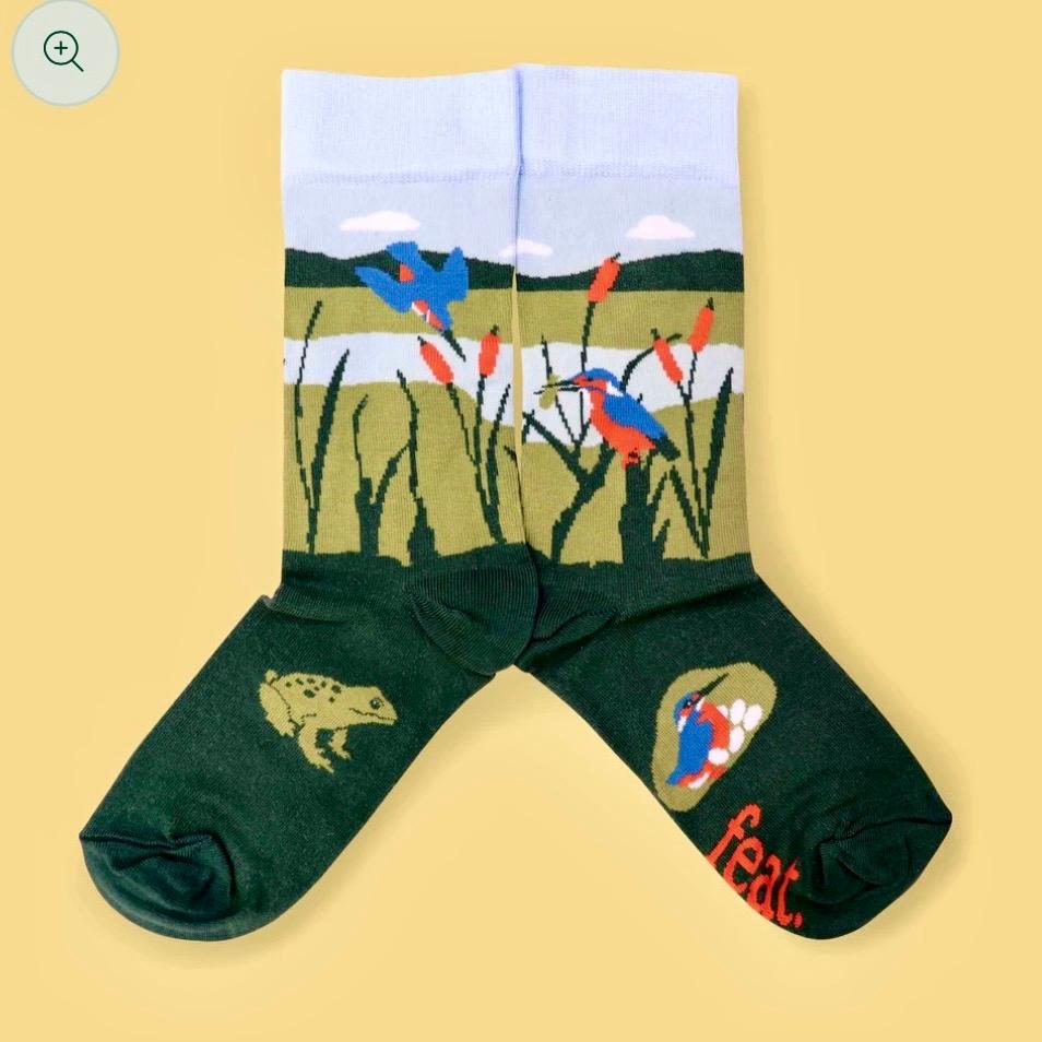 Feat Adult Sock — Malachite Kingfishers