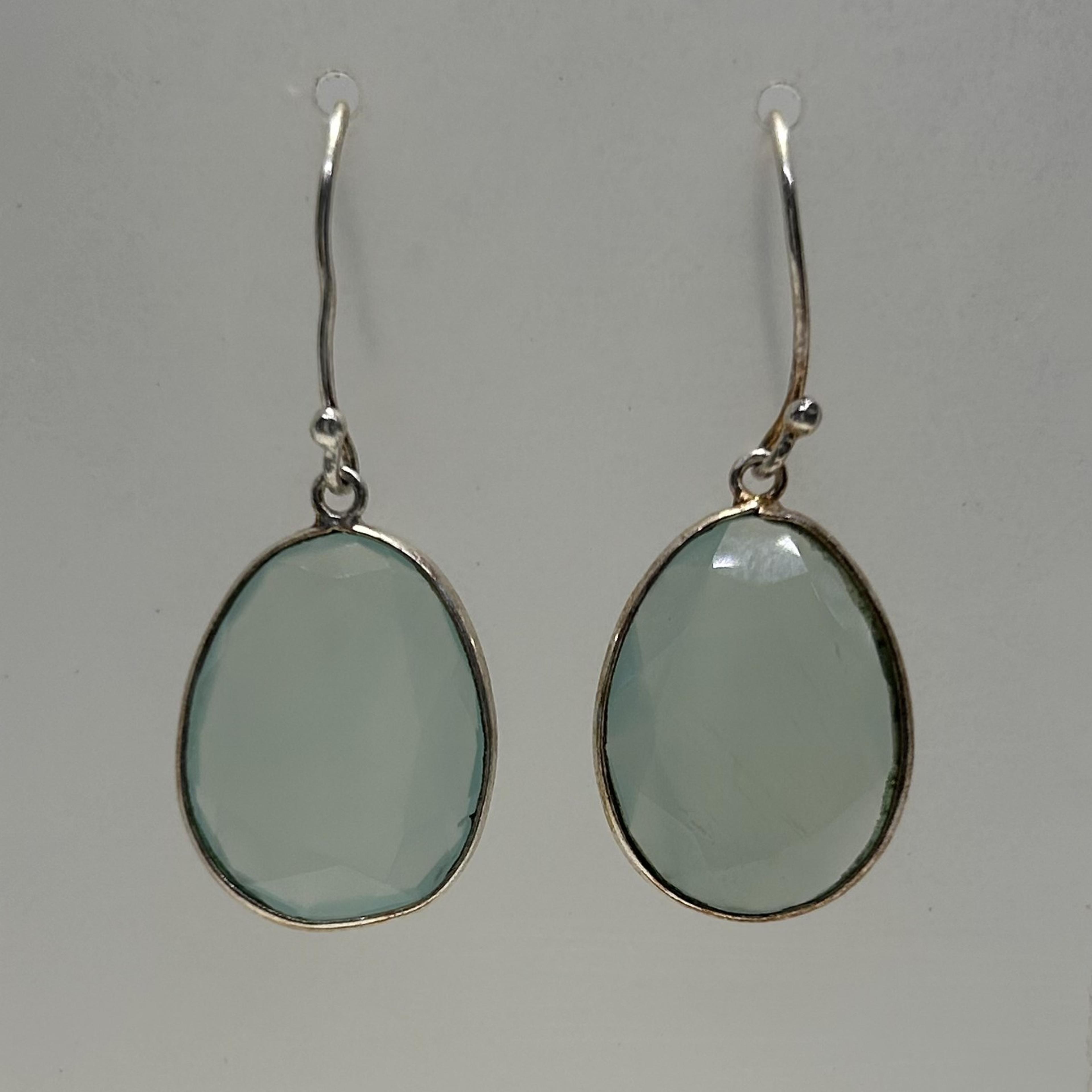 Aqua Chalcedony Free-Form Drop Earrings