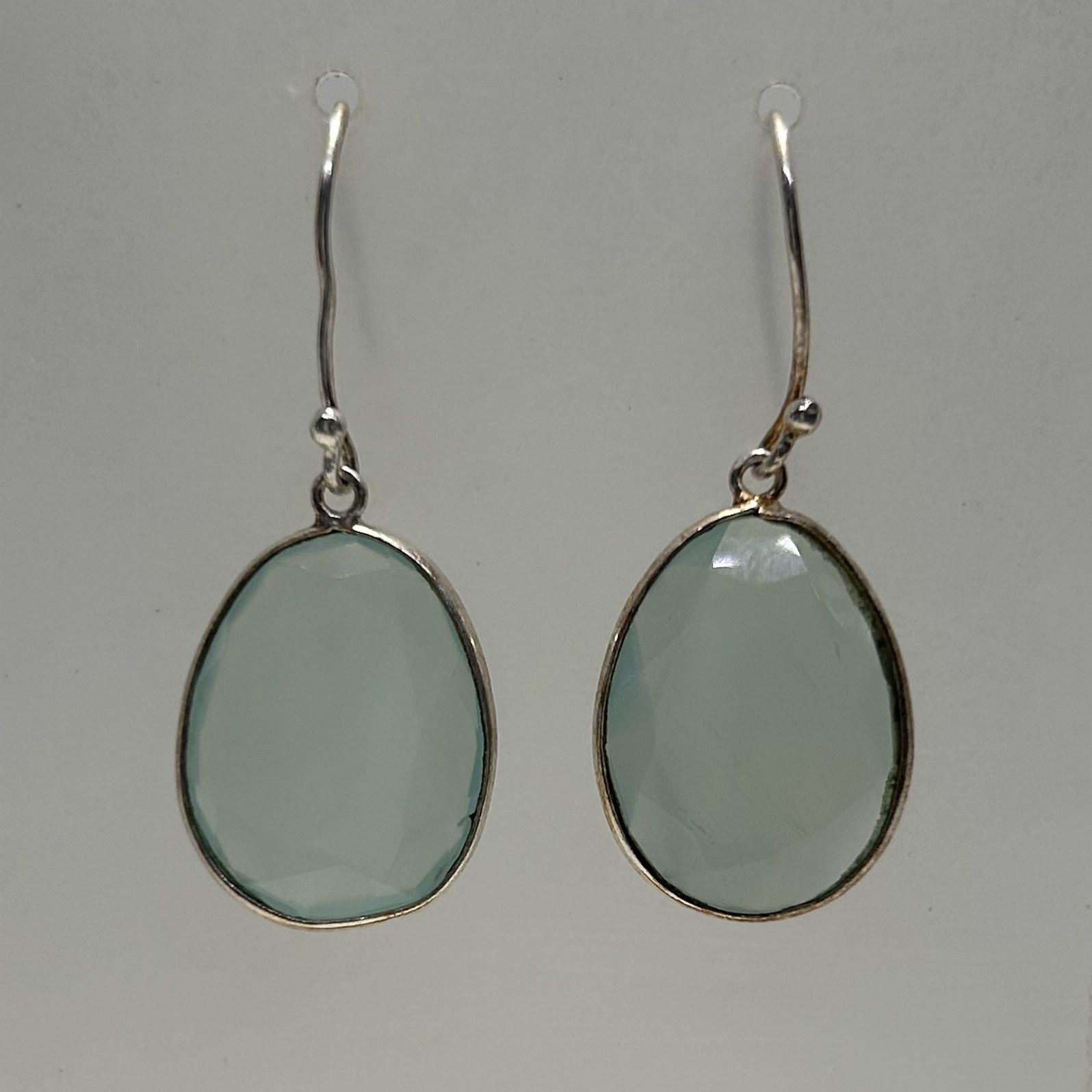 Aqua Chalcedony Free-Form Drop Earrings