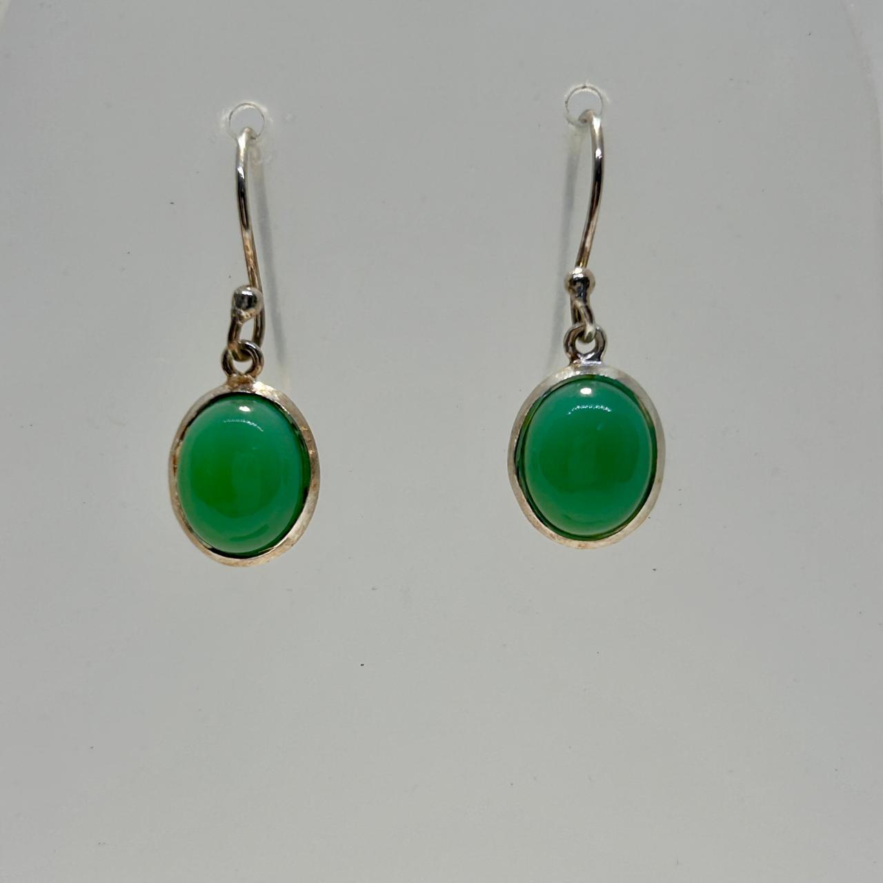 Chrysoprase Oval Drop Earrings