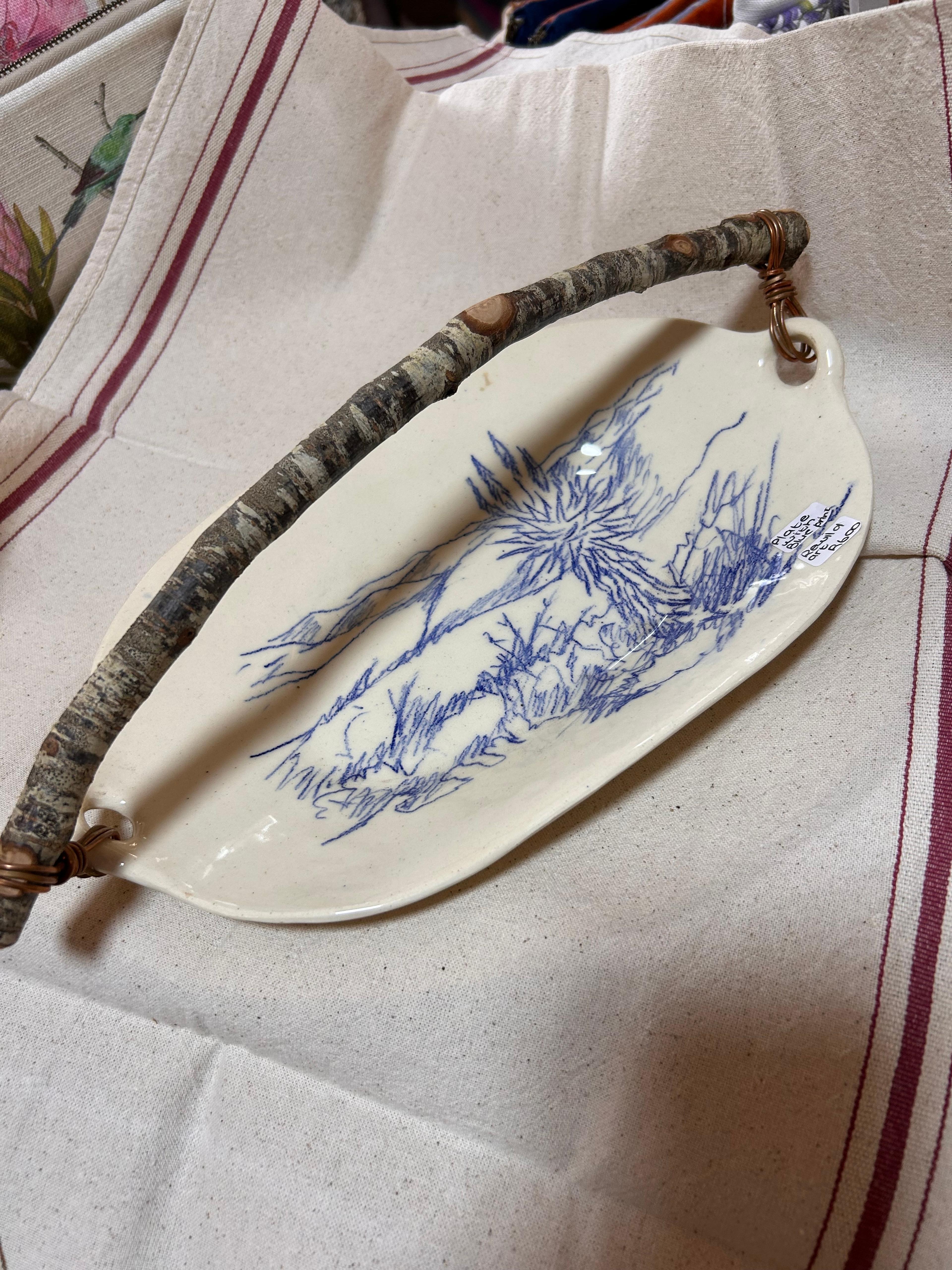 Ceramic Plate with Wood Handle