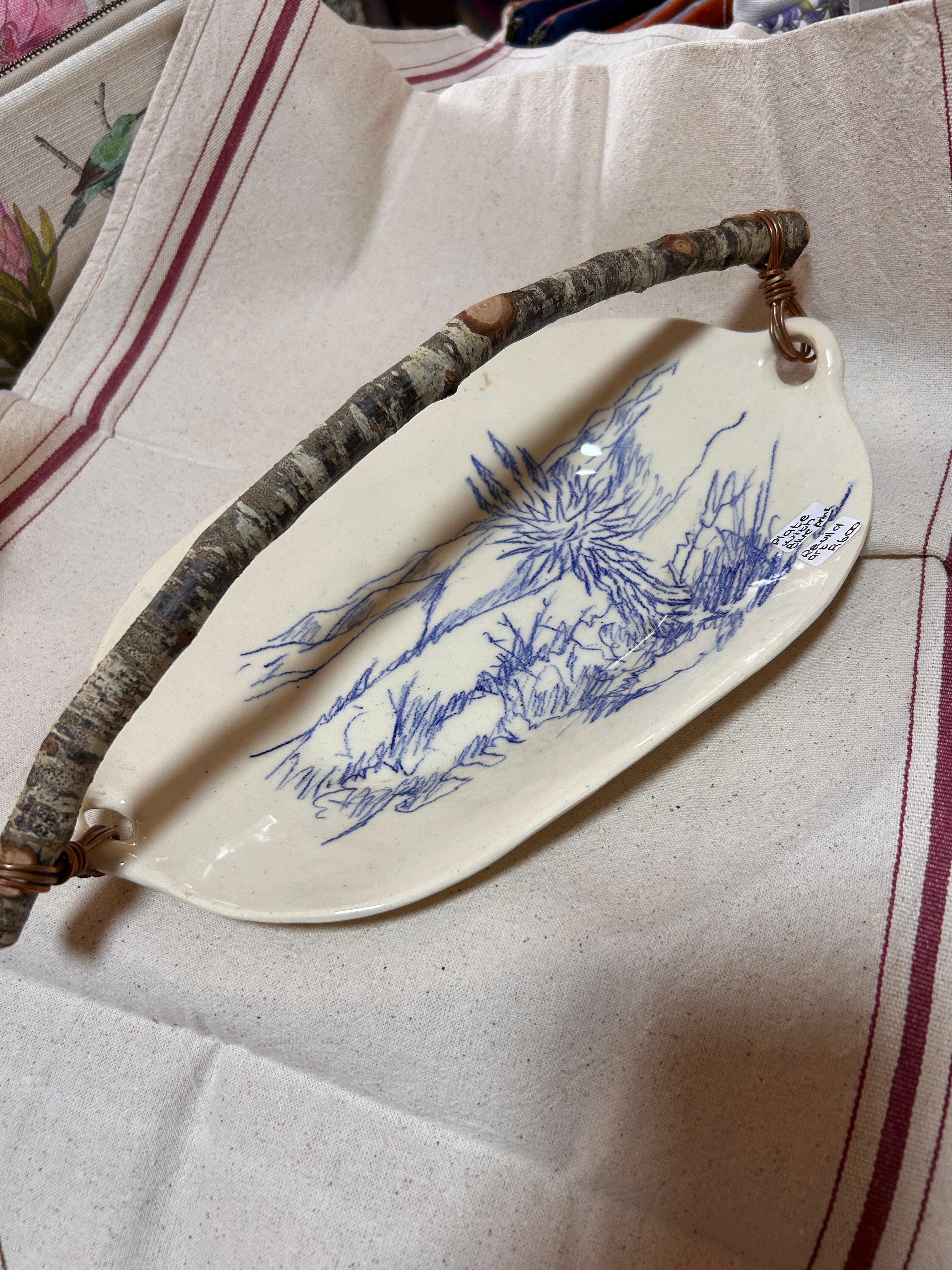 Ceramic Plate with Wood Handle
