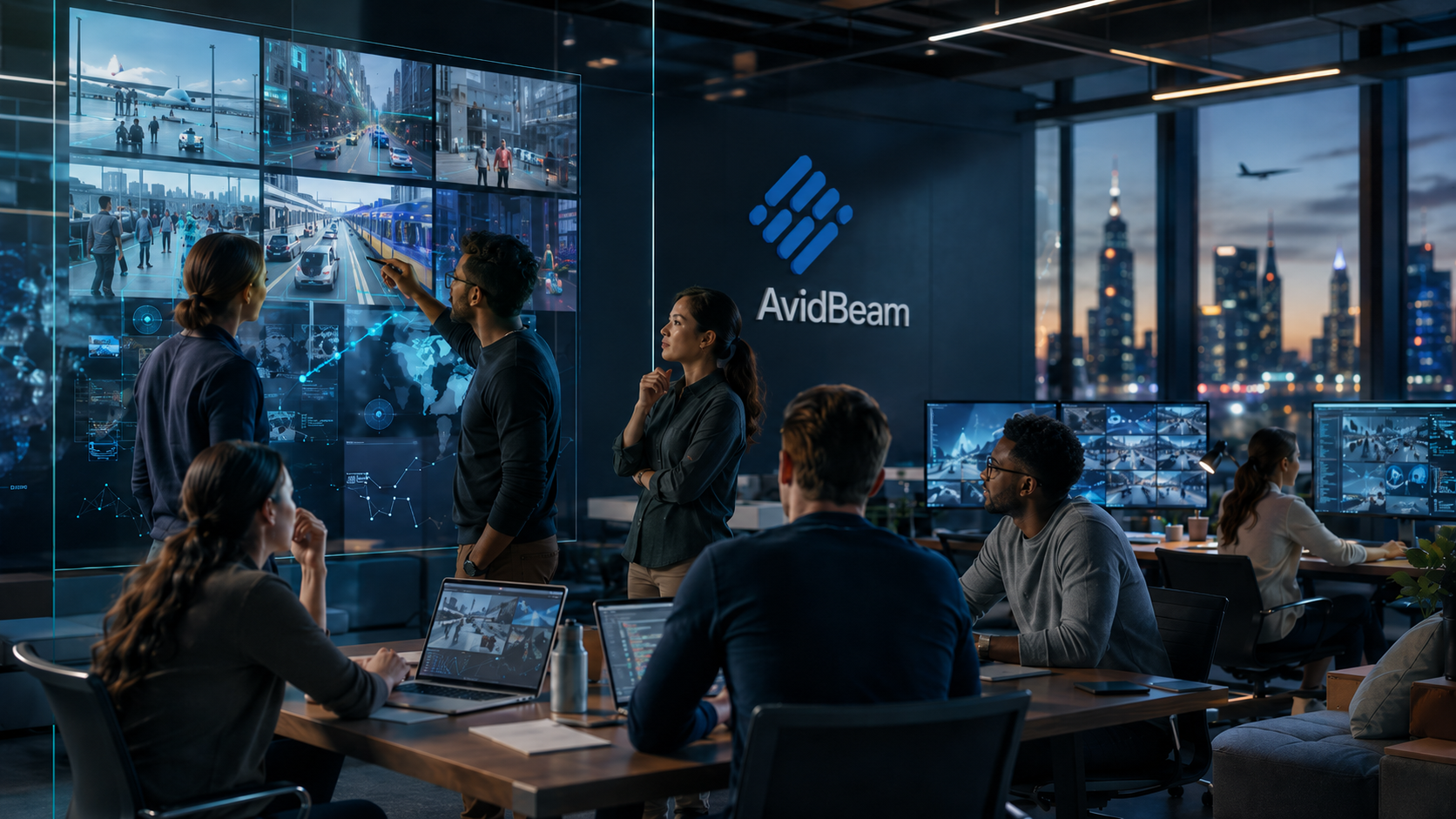 Team collaborating in a modern office