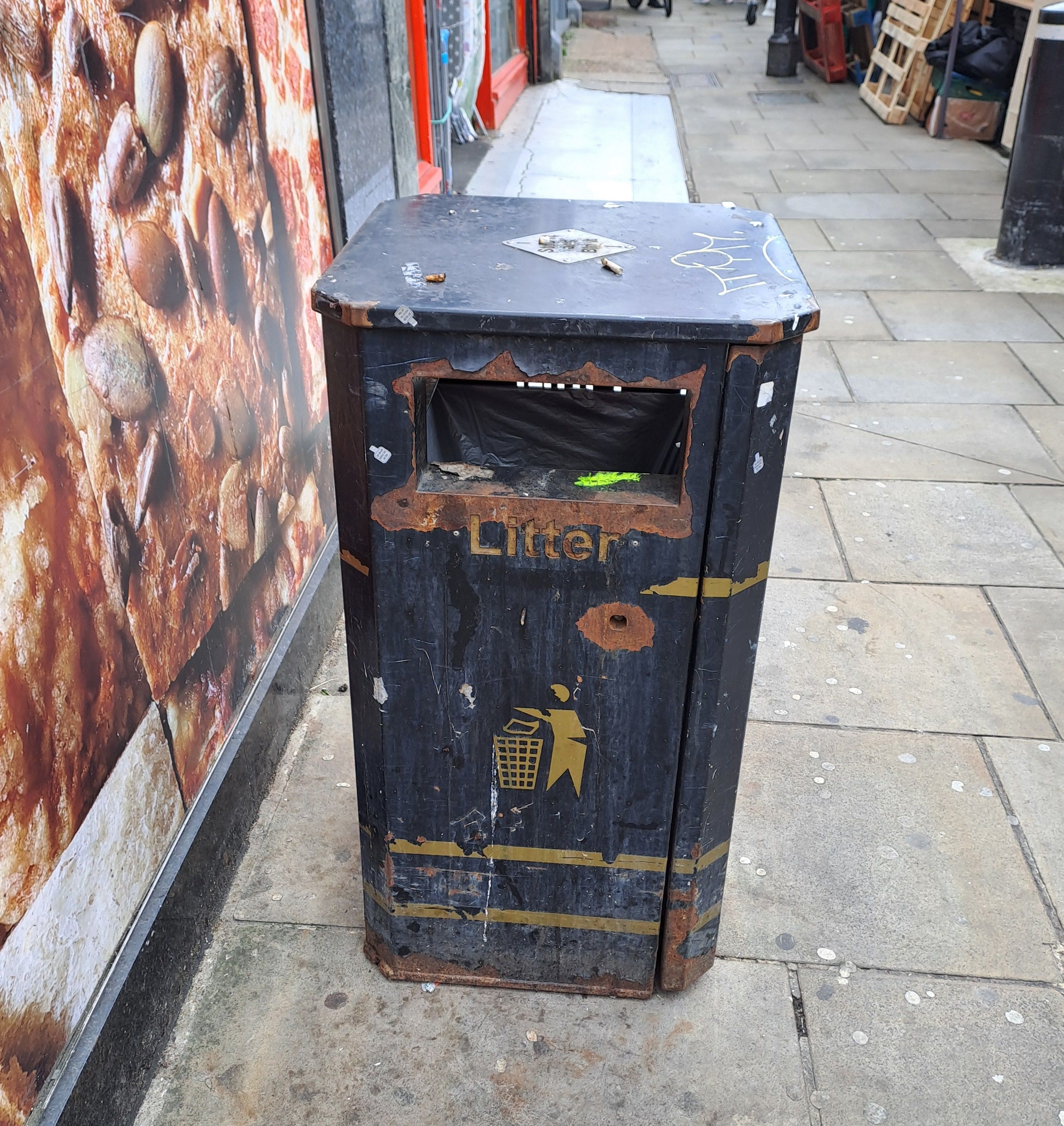 One of the old bins that has been replaced