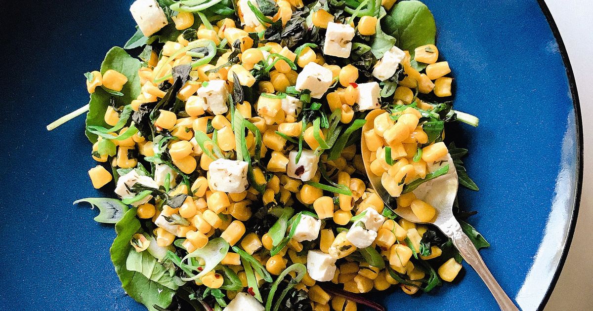 Grilled Corn, Basil and Feta Salad