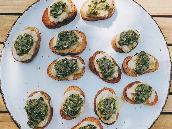 Punchy Salsa Verde and White Bean Crostini
