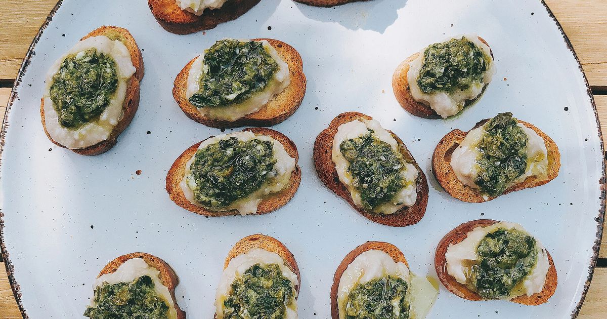 Punchy Salsa Verde and White Bean Crostini