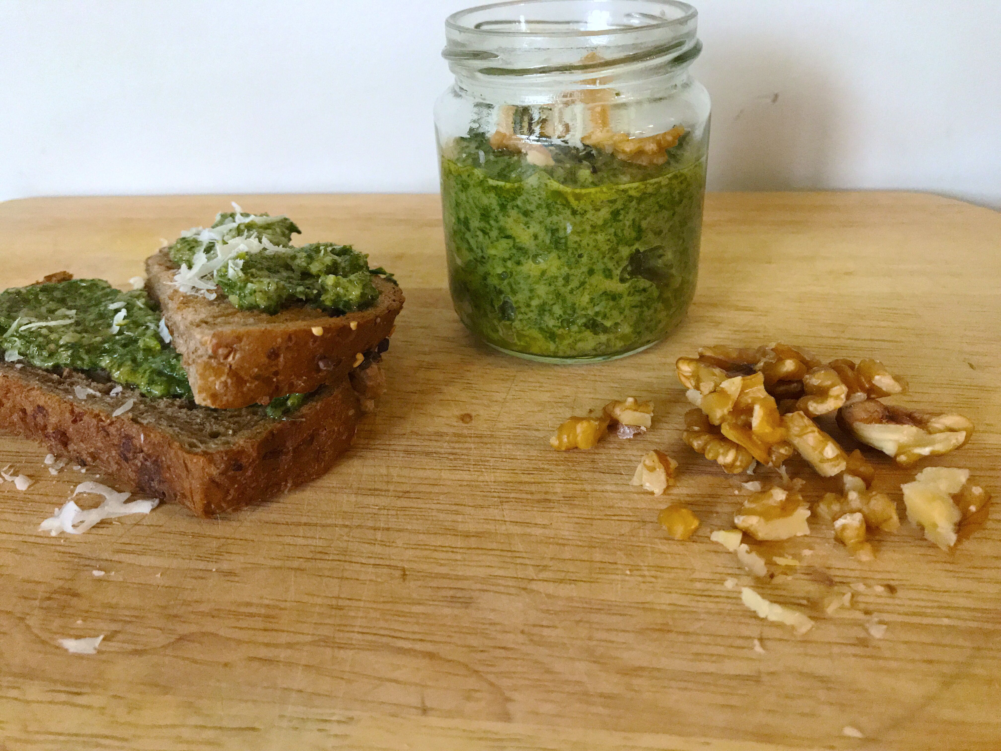 Carrot Top and Walnut Pesto