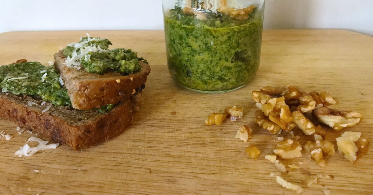 Carrot Top and Walnut Pesto