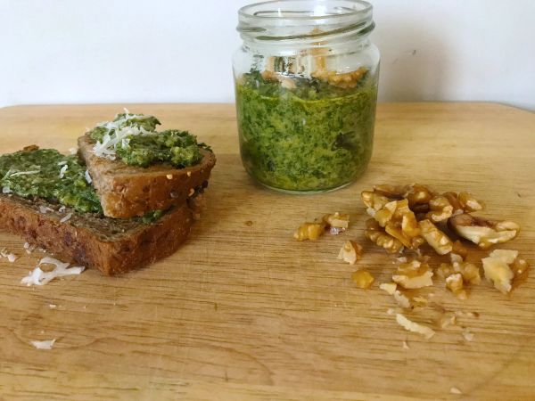 Carrot Top and Walnut Pesto