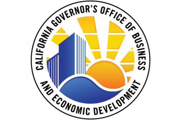 California Governor’s Office of Business and Economic Development seal with a building, sun and waves.