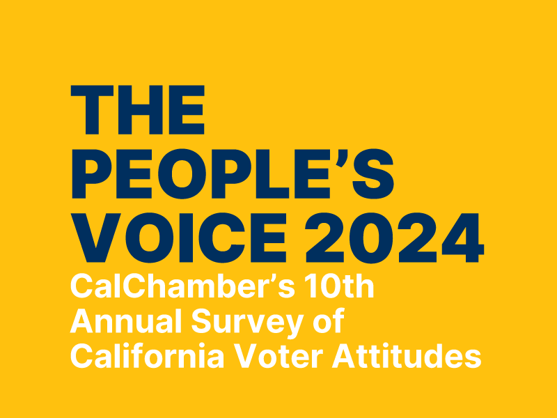 Yellow title card for The People's Voice 2024, CalChamber's 10th Annual Survey of California Voter Attitudes.