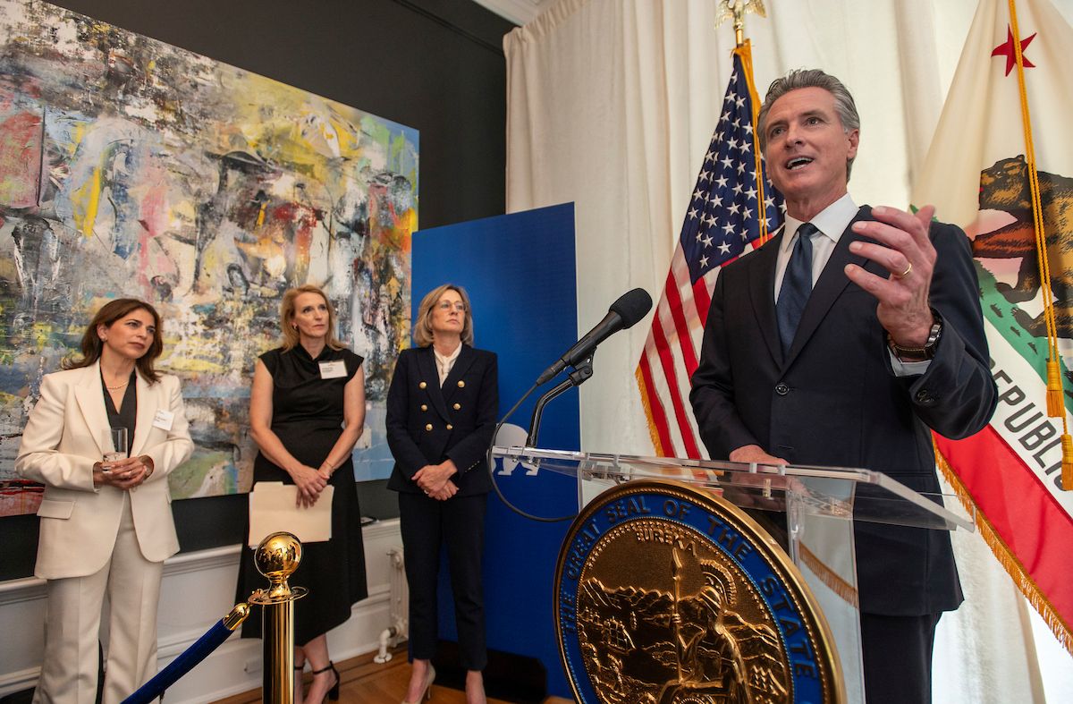 Governor Gavin Newsom speaks to members of the California consular corps