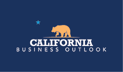 California Business Outlook logo with a gold bear and small blue star on navy.