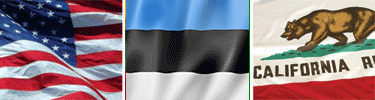 United States, Estonia and California flags displayed side by side.