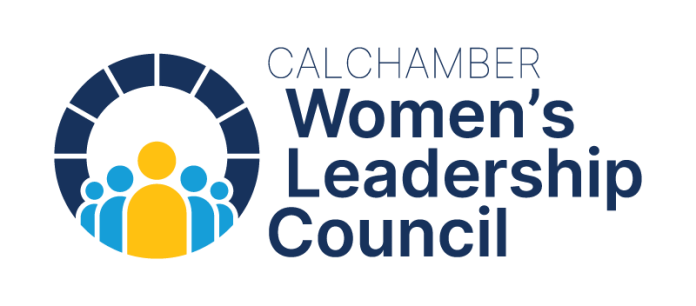 CalChamber Women’s Leadership Council logo with stylized blue and yellow people beneath an arch.