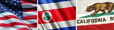 United States, Costa Rica and California flags displayed side by side.