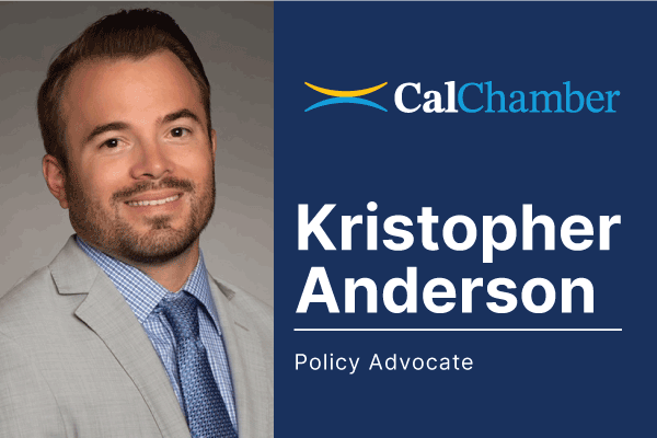 CalChamber profile graphic for Kristopher Anderson, Policy Advocate, beside his portrait.
