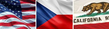 United States, Czech Republic and California flags displayed side by side.