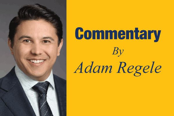 Portrait of Adam Regele beside a yellow panel reading Commentary By Adam Regele.