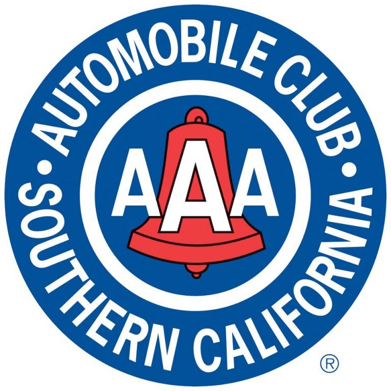 Blue circular logo for Southern California Automobile Club with a red bell showing AAA.