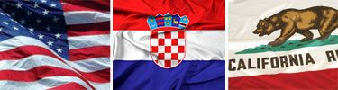 United States, Croatia and California flags displayed side by side.