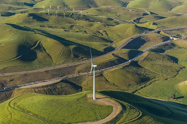 Golden Hills Wind Energy Center turbines in Alameda County, California.