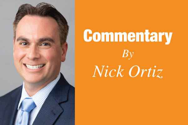 Commentary by Nick Ortiz graphic beside a headshot of a smiling man in a suit.