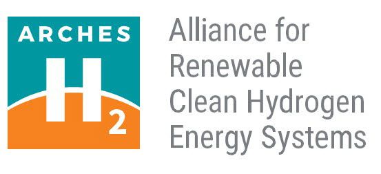 ARCHES logo: Alliance for Renewable Clean Hydrogen Energy Systems, with an H2 symbol in teal and orange.