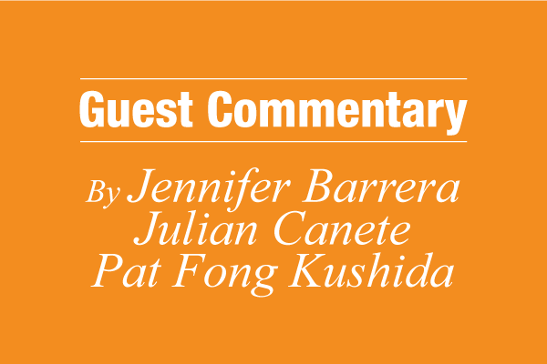 Orange Guest Commentary graphic naming Jennifer Barrera, Julian Canete and Pat Fong Kushida.