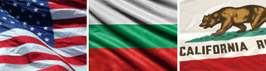 United States, Bulgaria and California flags displayed side by side.