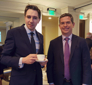 Irish Minister for Health Simon Harris (left) and Mark Jansen of Blue Diamond Growers, chair of the CalChamber Council for International Trade.