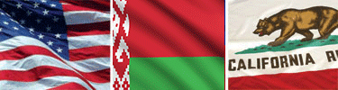 United States, Belarus and California flags displayed side by side.