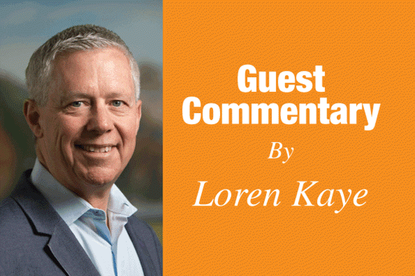 Portrait of Loren Kaye beside an orange panel reading Guest Commentary By Loren Kaye.