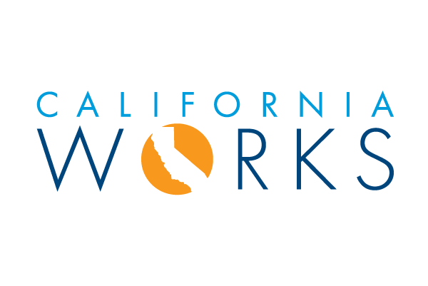 California Works logo in blue with an orange circle containing a white California silhouette.