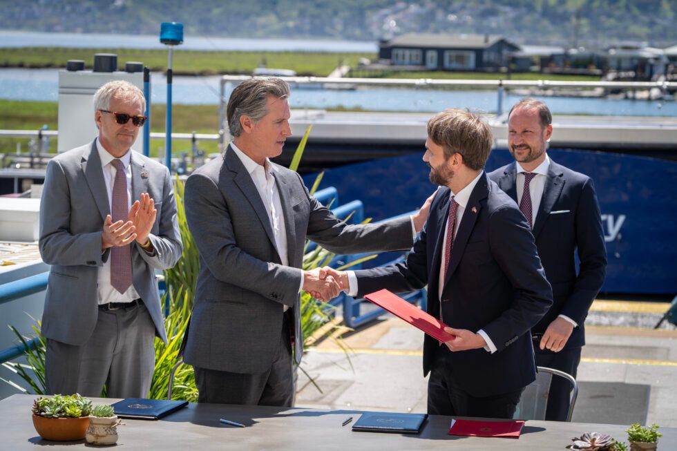 Governor Gavin Newsom and Norway Minister of Trade Jan Christian Vestre