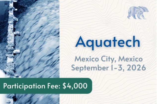 Aquatech event graphic: Mexico City, Mexico, September 1–3, 2026; participation fee $4,000.