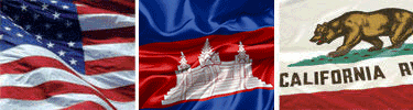 United States, Cambodia and California flags displayed side by side.