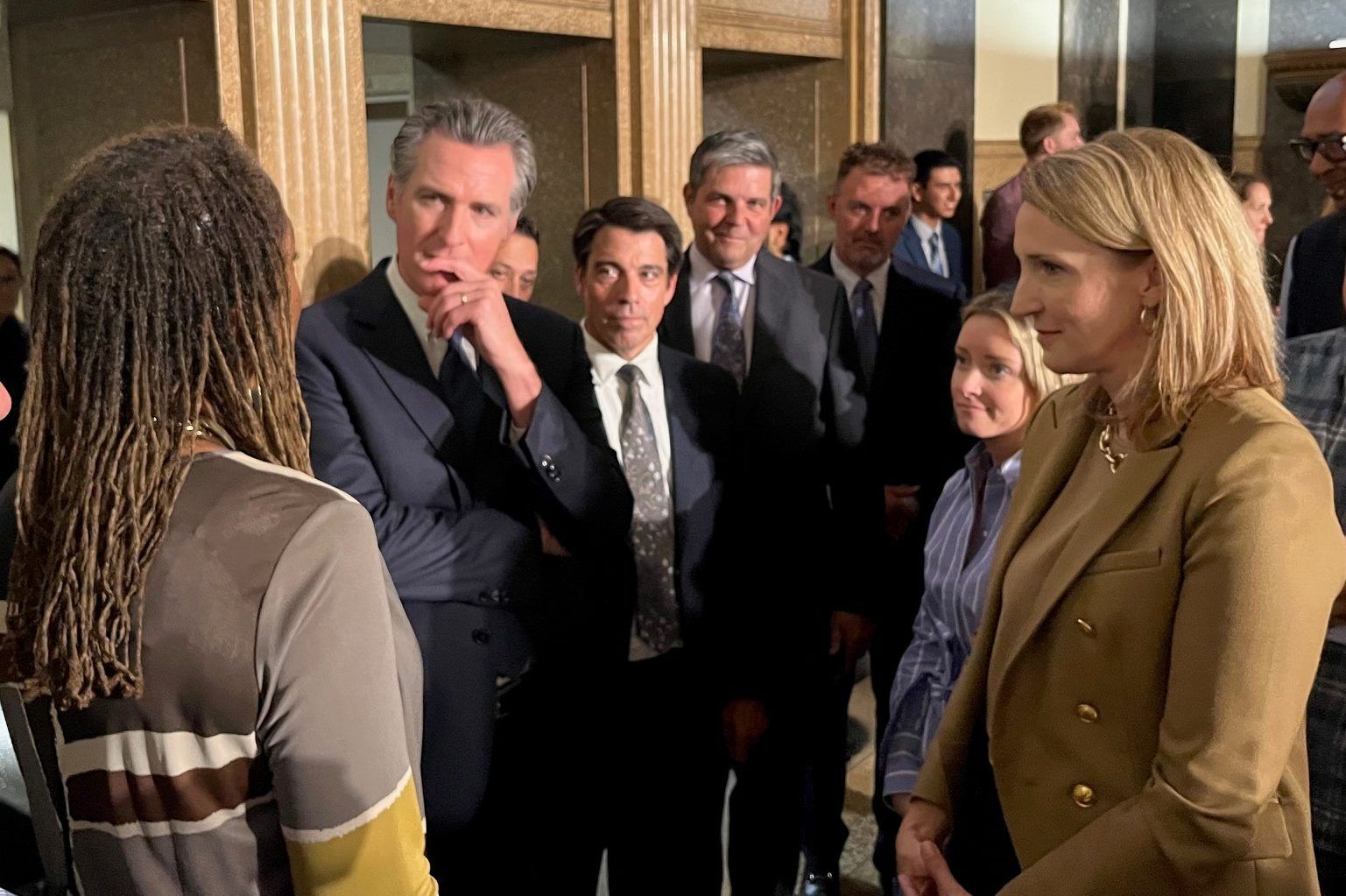 CalChamber President and CEO Jennifer Barrera (right) joins Governor Gavin Newsom and other statewide leaders in Los Angeles on October 12 at the signing ceremony for the CalChamber-supported mental health care package.