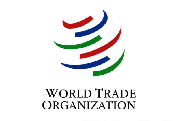 World Trade Organization logo with curved red, blue and green stripes.