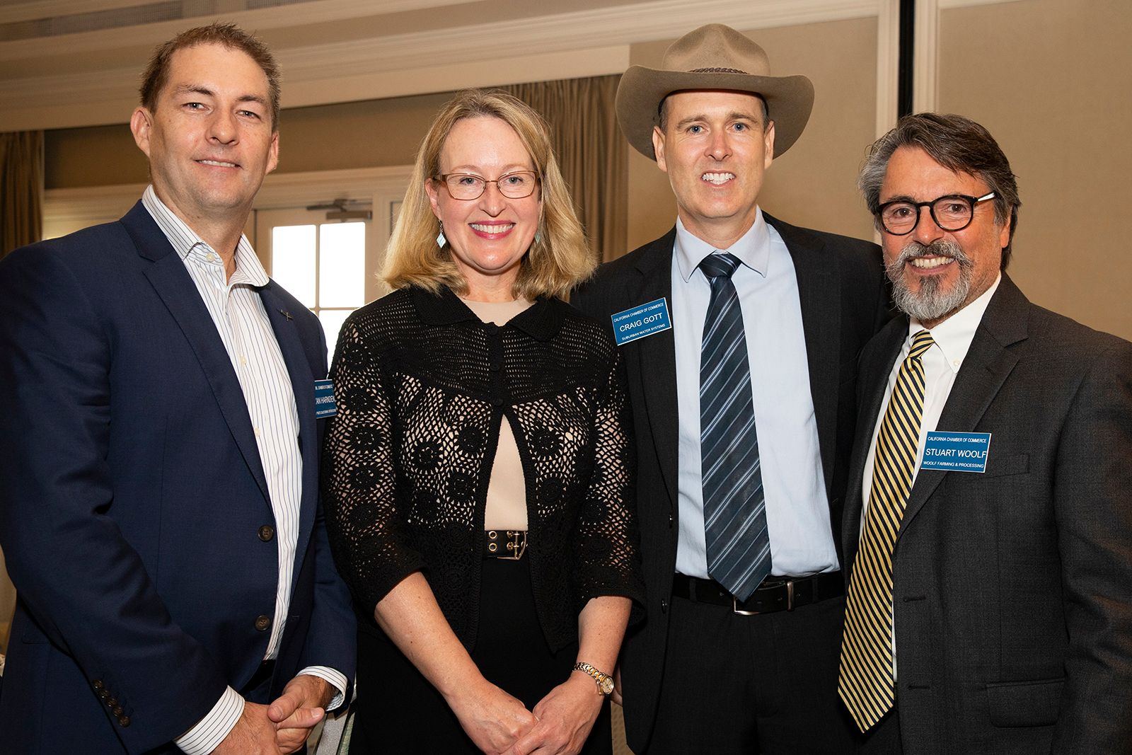 (From left) Ryan Harnden, Rio Tinto Borates; Ambassador Jane Duke, Consul General of Australia in Los Angeles; Craig Gott, Suburban Water Systems; and Stuart Woolf, Woolf Farming and Processing.