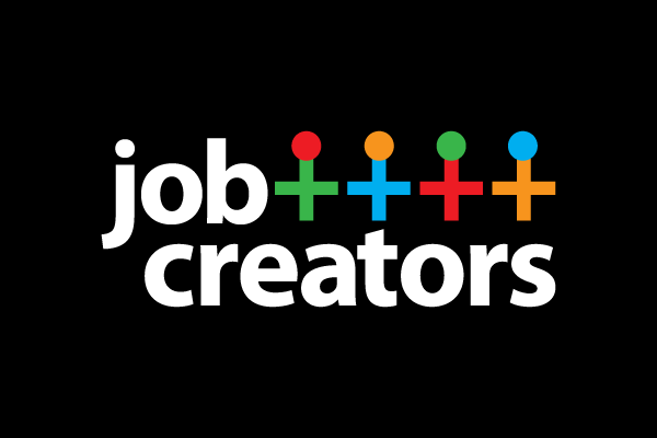 Job creators logo with four colorful human figures between the words.