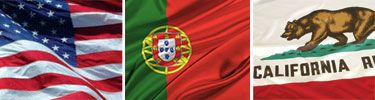 United States, Portugal and California flags displayed side by side.