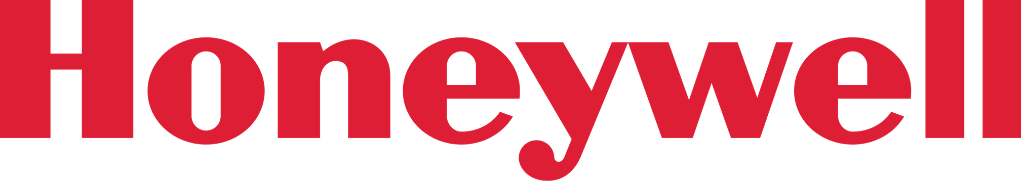 Red Honeywell wordmark on a transparent background.