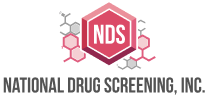 National Drug Screening, Inc. logo with NDS inside a pink hexagon and molecular-style outlines.